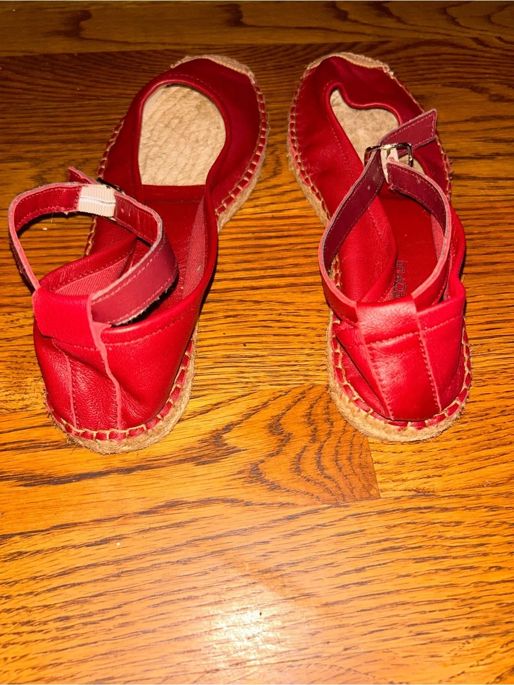 Free People Red Leather Espadrille Ankle Strap Flats EU 40 US 9-9.5 NWOT
